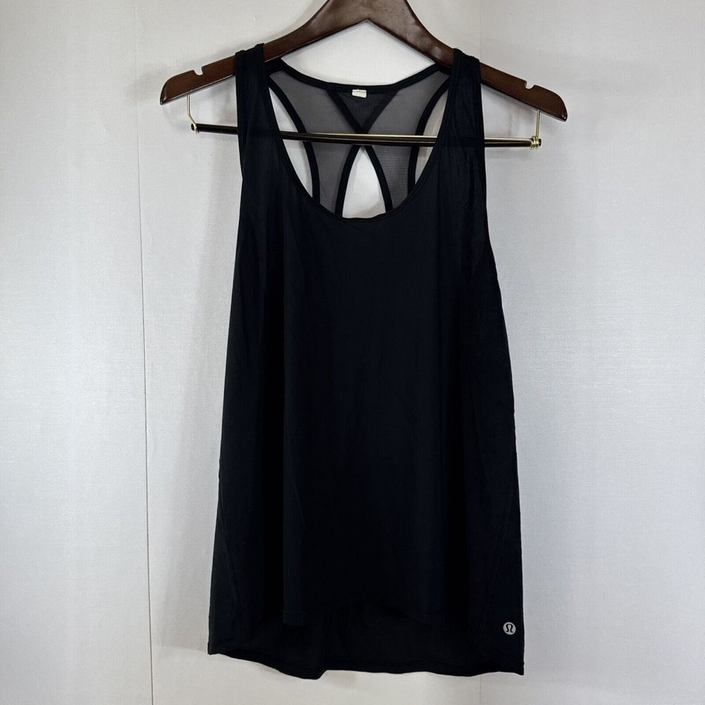 Lululemon Keyhole Mesh Back Tank Top Black Women's Size Large